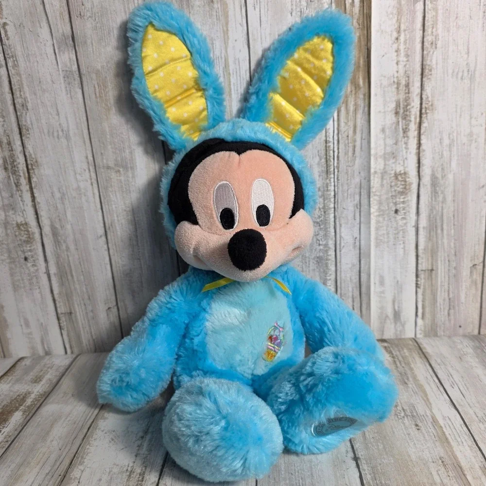 Disney Store Mickey Mouse Blue Easter Bunny Costume Plush 18 Inch Posable Ears